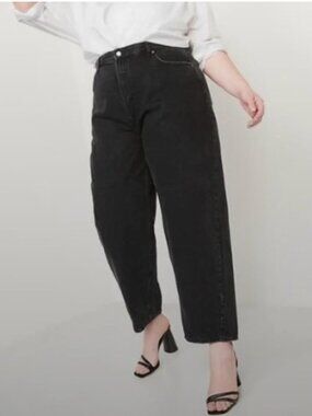 Old Navy Black Extra-High Rise Zelda Loose Taper Non-Stretch, Size 10 Tall